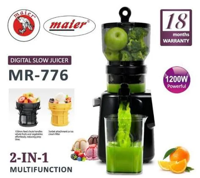 عصاره گیر دیجیتال مایر MR-776 | عصاره گیر آهسته 1200 وات با دهانه 150 میلی‌متری