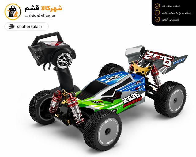 ماشین کنترلی WLTOYS 144001 آفرود 4WD | باگی حرفه‌ای 1:14 با شاسی فلزی و سرعت 60 کیلومتر بر ساعت